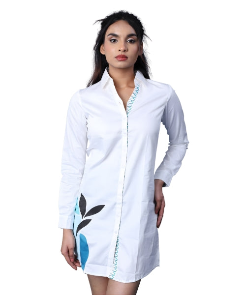 Wave Stitch Shirt Dress