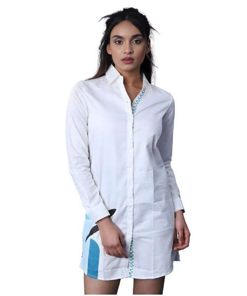 Wave Stitch Shirt Dress