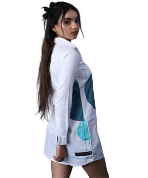 Aqua Geometry Shirt Dress