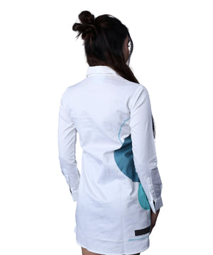 Aqua Geometry Shirt Dress