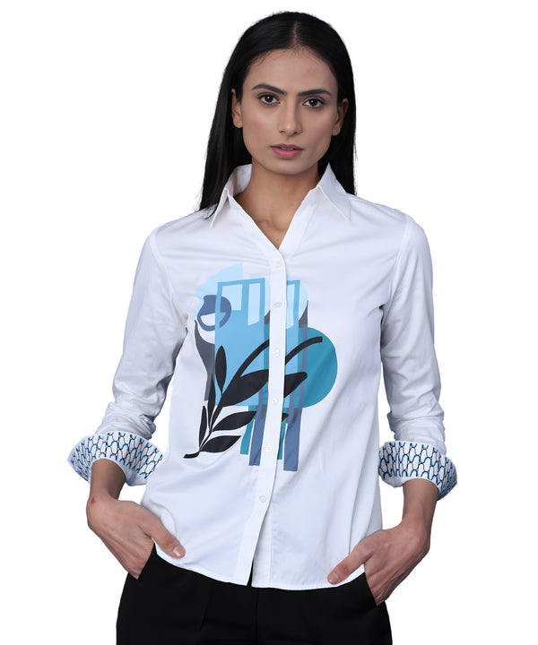 Blue Abstract Front Panel Shirt