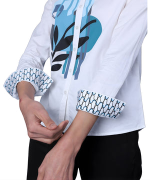 Blue Abstract Front Panel Shirt