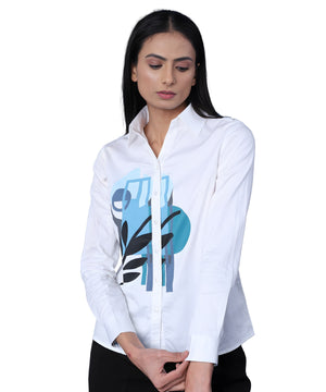 Blue Abstract Front Panel Shirt