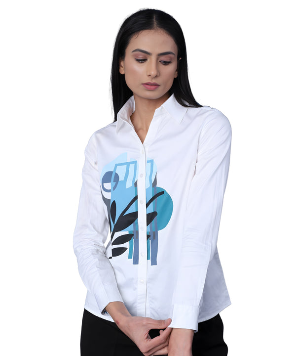Blue Abstract Front Panel Shirt