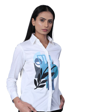 Blue Abstract Front Panel Shirt