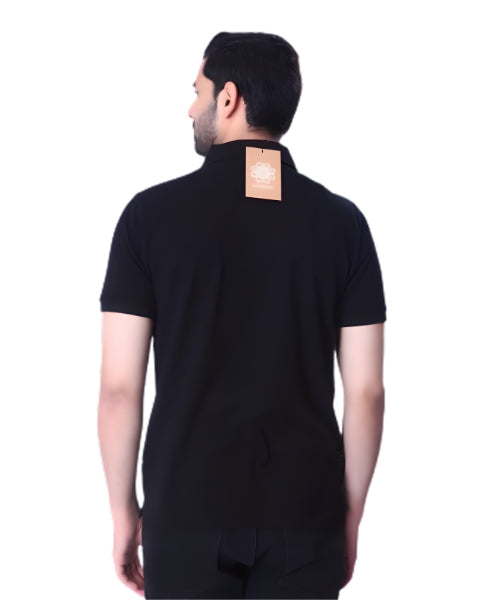 Shoulder Pattern Polo Black