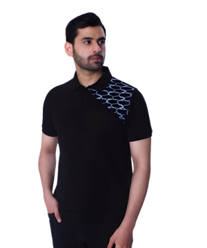 Shoulder Pattern Polo Black