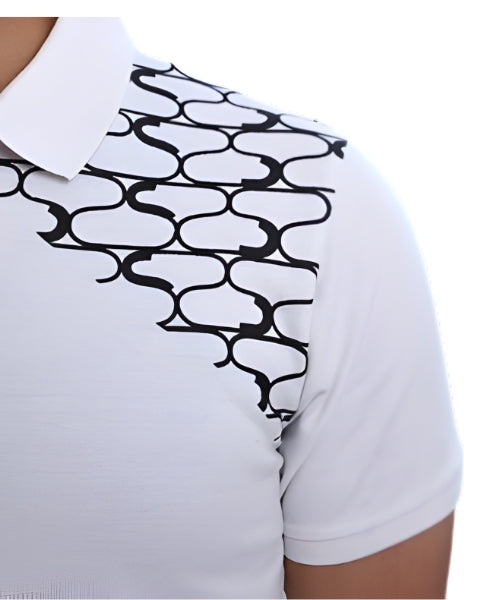 Shoulder Pattern Polo White