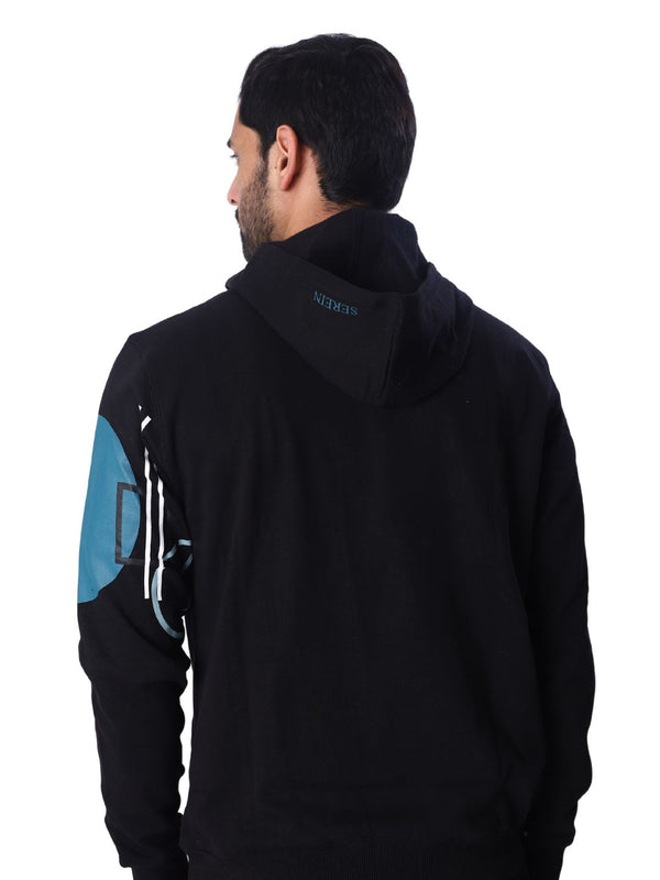 Black Solid Relaxed Fit Hoodies