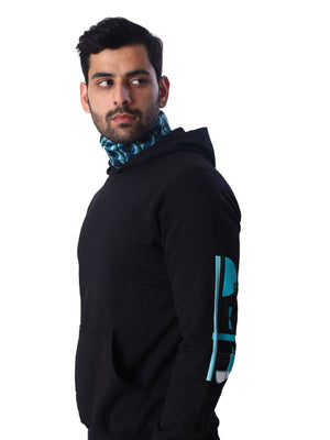 Black Solid Relaxed Fit Hoodies