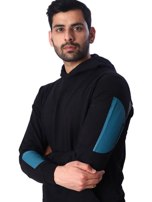 Black Solid Relaxed Fit Hoodies